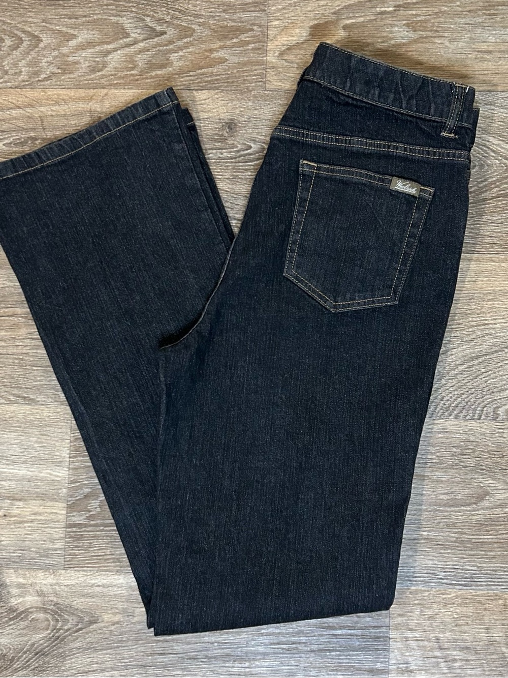 Woolrich Women’s Bootcut Wide Leg Black / Dark Wash Denim Jeans Size 8